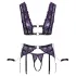 Cottelli Bondage - perilo set in zapestnice (črno-vijolična) - XL