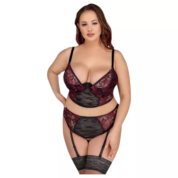 Cottelli Plus Size - komplet spodnjega perila - rdeča - večje številke
