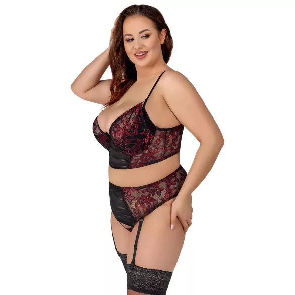 Cottelli Plus Size - komplet spodnjega perila - rdeča - večje številke