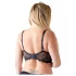Cottelli Plus Size - odprti nedrček s trakovi in obročki - črna