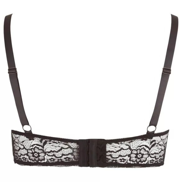 Cottelli Plus Size - odprti nedrček s trakovi in obročki - črna - 95D