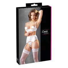   Cottelli - push up komplet s čipko in vezalkami - bela - 80B/M