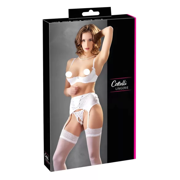 Cottelli - push up komplet s čipko in vezalkami - bela - 80B/M