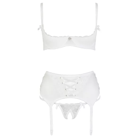Cottelli - push up komplet s čipko in vezalkami - bela - 80B/M