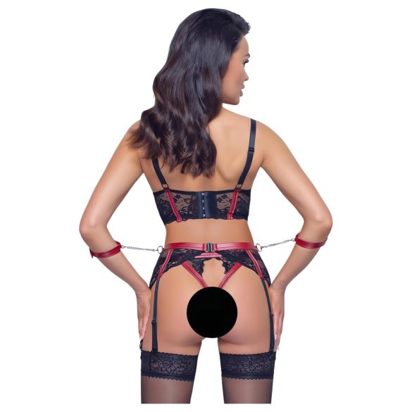 Cottelli Bondage - Čipkast rdeč dvigovalec prsi set - XL