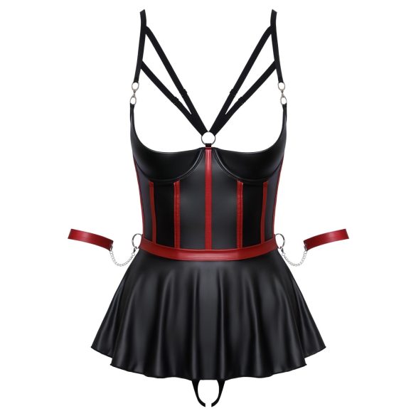 Cottelli Bondage - sijajni komplet in zapestne lisice (črna)