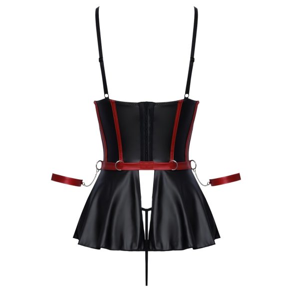 Cottelli Bondage - sijajni komplet in zapestne lisice (črna) - 85B/L