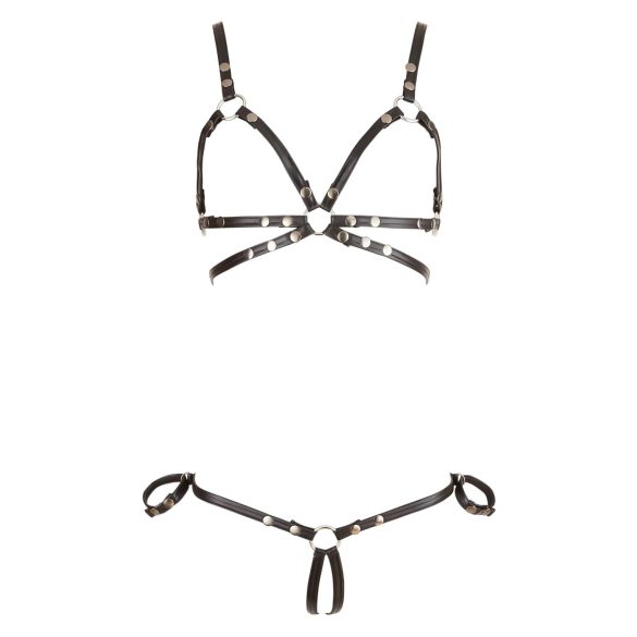 Cottelli Bondage - bleščeč bikini oprsnica - črna - L