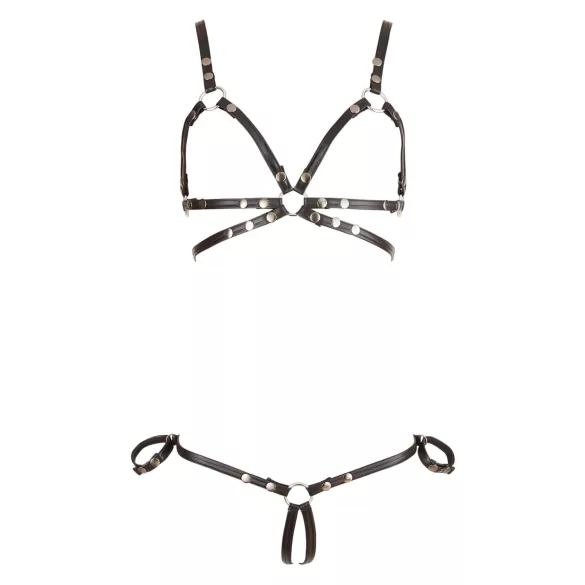 Cottelli Bondage - bleščeč bikini oprsnica - črna - XL