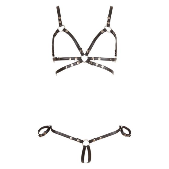 Cottelli Bondage - bikini s svetlečim ornamentom (črn) - XL