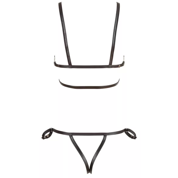 Cottelli Bondage - bleščeč bikini oprsnica - črna - XL