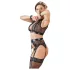 Cottelli Bondage - čipkasti erotični komplet spodnjega perila - 4-delni set - M