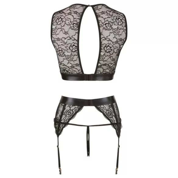 Cottelli Bondage - čipkasti erotični komplet spodnjega perila - 4-delni set - M