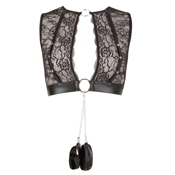 Cottelli Bondage - čipkasti erotični komplet spodnjega perila - 4-delni set - M