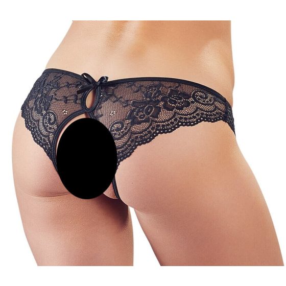 Cottelli - žensko spodnje perilo s čipko in pentljo (črno) - XL