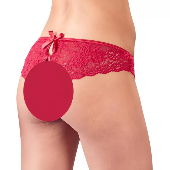 Cottelli - odprte ženske tangice z mašno - rdeče - XL