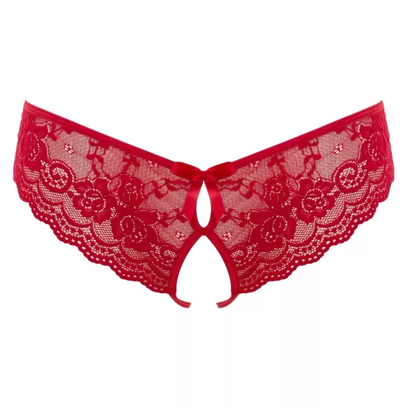 Cottelli - odprte ženske tangice z mašno - rdeče - XL