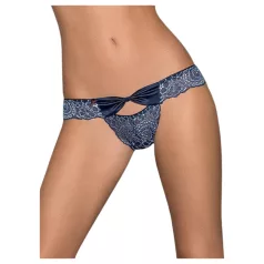   Obsessive - ženske tangice z vezenino in pentljo - modra - L/XL