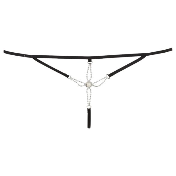 Cottelli - Ženske tangice z odprtim mednožjem - okrašene s kristalčki - črna