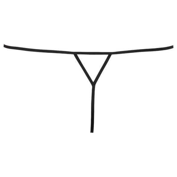 Cottelli - Ženske tangice z odprtim mednožjem - okrašene s kristalčki - črna - M/L