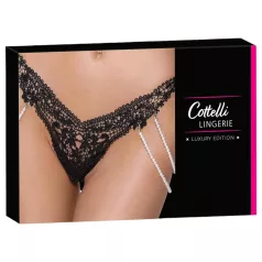Cottelli - luksuzne, vezenine tangice z biseri (črna)