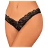 Obsessive - tangice z odprtim mednožjem - čipkaste - črne - XL/XXL