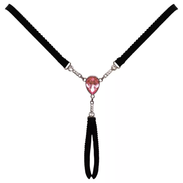 Cottelli - tangice z odprtim mednožjem - bleščeč kamen - črna (S-L)