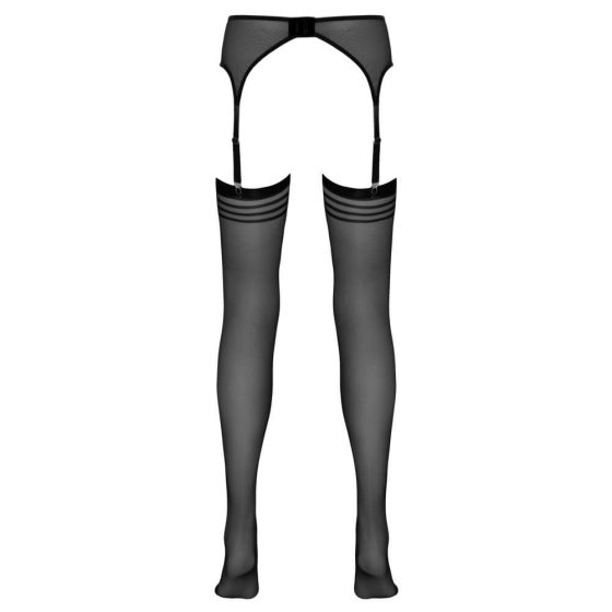 NO:XQSE - črtaste nogavice z naramnicami (črne) - L/XL
