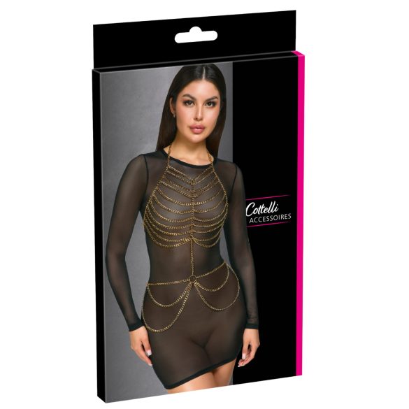 Cottelli - Erotični body z verigami - zlata barva