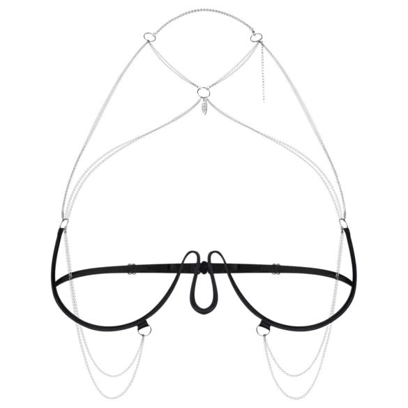 Obsessive - verižični oprsni jermen modrček - črna (S-L)