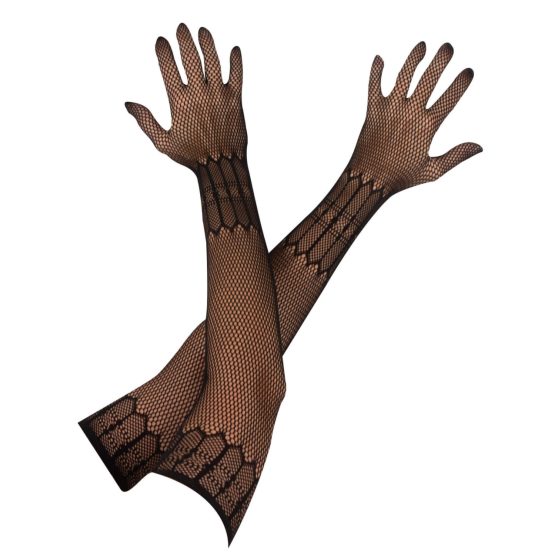 Cottelli Collection - dolge rokavice z vzorcem - črne (S-L)