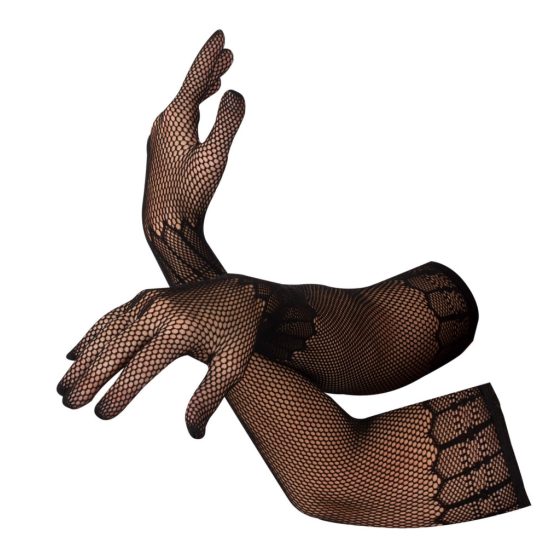 Cottelli Collection - dolge rokavice z vzorcem - črne (S-L)