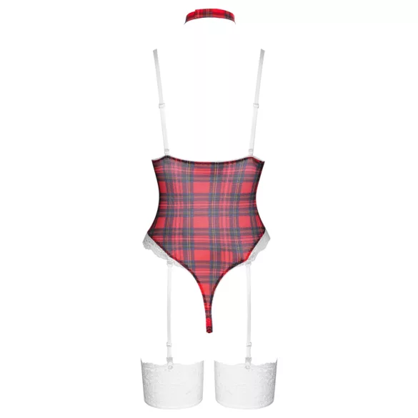 Cottelli - erotični body komplet - rdeče karo - L
