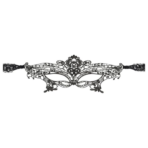 Cottelli - očesna maska iz čipke z vezenjem - črna