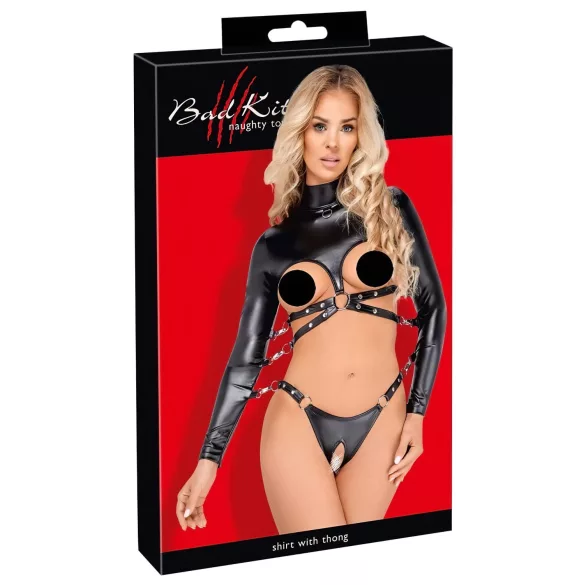 Bad Kitty - odprti prsni bondage set (črna)