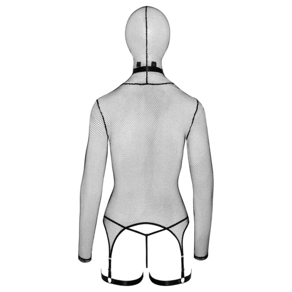 Bad Kitty - BDSM komplet iz prosojne mreže s bičem - črna