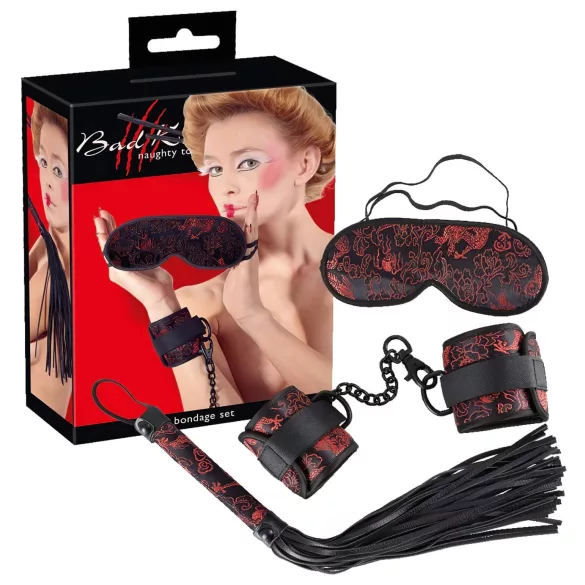 Bad Kitty - set za BDSM - rdeče-črna