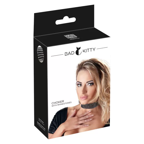 Bad Kitty - ovratnica s kristalčki - črna