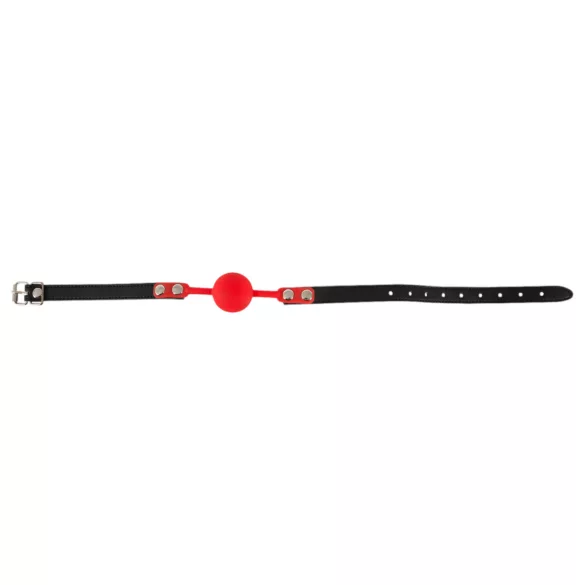 Bad Kitty - silikonski gag z umetnim usnjenim trakom - rdeč