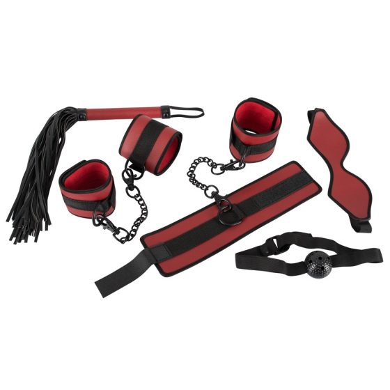 Bad Kitty - komplet kravat na velcro - rdeča in črna (5 kosov)