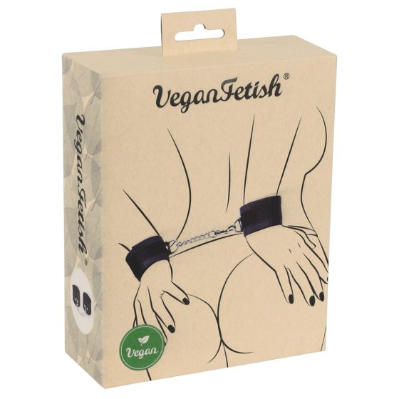 Veganski fetiš - zapestne manšete s kratko verižico (črne)