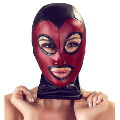 Bad Kitty - srčna, svetleča maska - črno-rdeča (S-L)