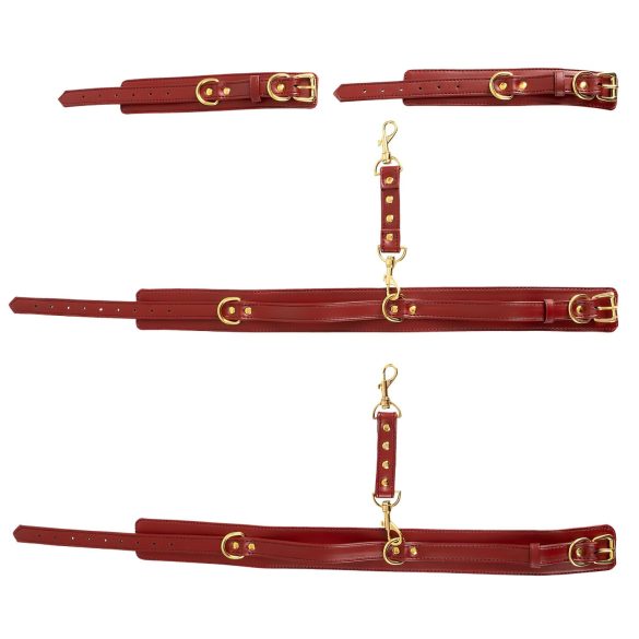 Bad Kitty - pripni roke k stegnom komplet (rdeč)