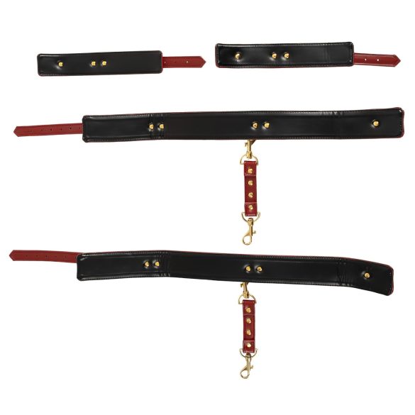 Bad Kitty - pripni roke k stegnom komplet (rdeč)