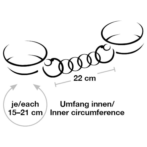 Bad Kitty - lisice z verigo - črna/rožnato zlata