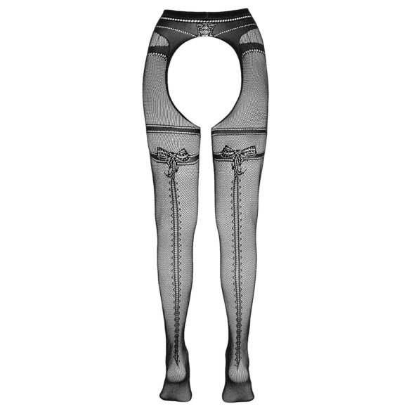 Cottelli - odprte mrežaste nogavice - dvojni učinek - črna - L/XL