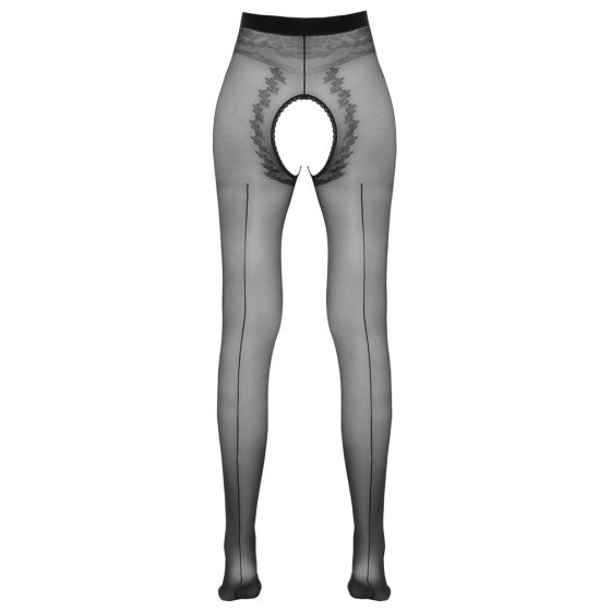 Cottelli - čipkaste spolne hlačne nogavice s črtami na hrbtni strani (črne)