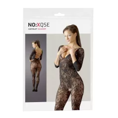   NO:XQSE - mrežasti catsuit - cvetlični vzorec - črna (S-L)