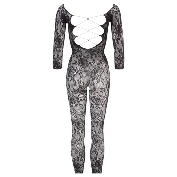 NO:XQSE - mrežasti catsuit - cvetlični vzorec - črna (S-L)