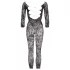 NO:XQSE - mrežasti catsuit - cvetlični vzorec - črna (S-L)